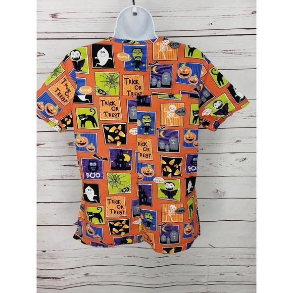 Halloween Scrub Star XS monster cat Scrub top shirt - Picture 5 of 10